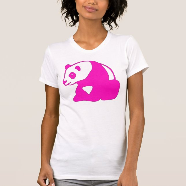 T-SHIRTS URSO DE PANDA T DO ROSA QUENTE (Frente)