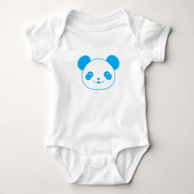 T-shirts Urso Panda de Kawaii Azul (Frente)
