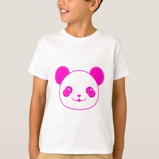 T-shirts Urso Panda de Kawaii Rosa (Frente)