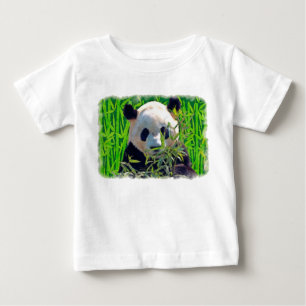 T-shirts Urso Panda Fofo com Folhas de Bambu Saborosas