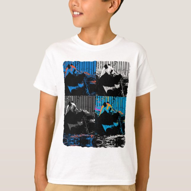 T-shirts Urso Panda Multi-painel de Design de Arte Moderna (Frente)