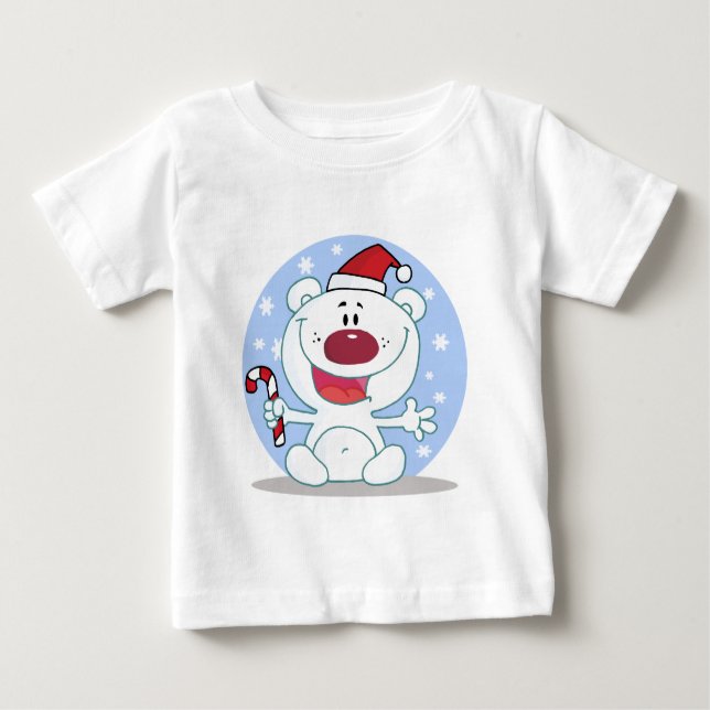 T-shirts Urso Polar De Inverno Com Feriado De Canas De Cand (Frente)