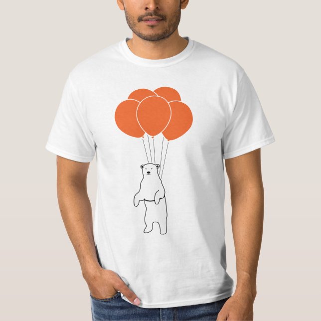 T-shirts Urso polar de voo com balões (Frente)