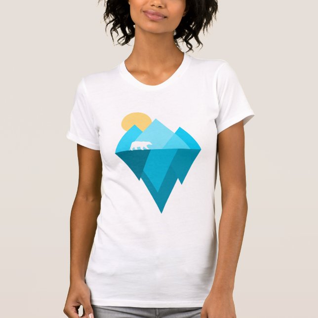 T-shirts Urso Polar e Glaciar Fatos sobre Mudanças Climátic (Frente)