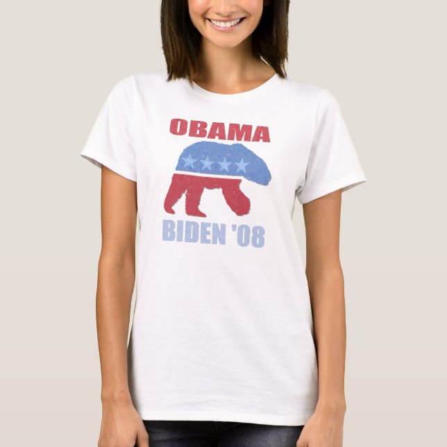 T-shirts Urso Polar Obama Biden Long Sleeve Womeve Shirt (Frente)