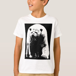 T-shirts Urso Polar Pop de Arte Preta e Branca