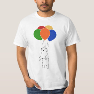 T-shirts Urso Polar Voador com Balões de Aniversário