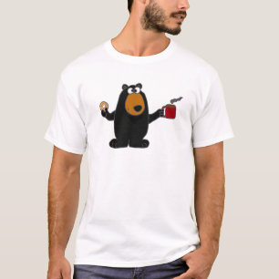 T-shirts Urso preto engraçado que come a rosquinha e que