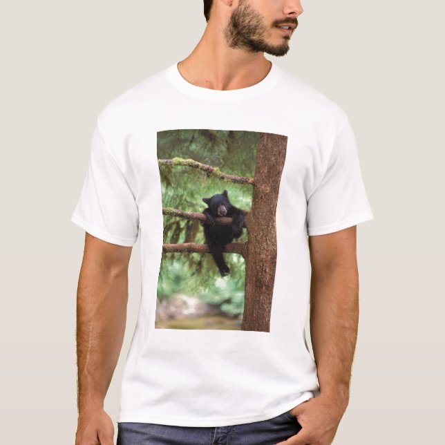 T-shirts Ursus americanus, filhote de uma árvore (Frente)