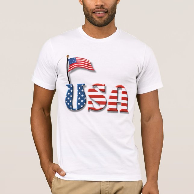 T-shirts USA Letters e American Flag (Frente)