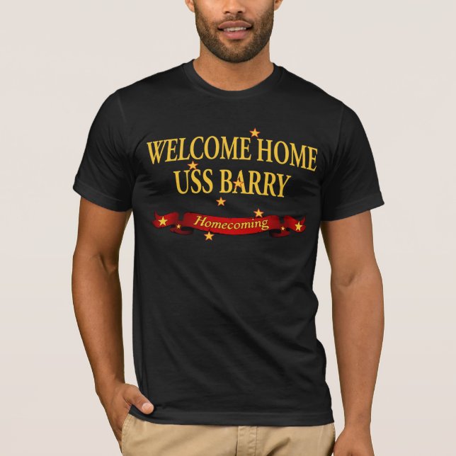 T-shirts USS Home bem-vindo Barry (Frente)