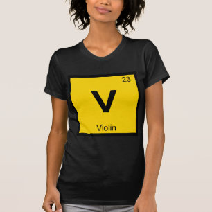 T-shirts V - Música de Violino Símbolo da Tabela Periódica 