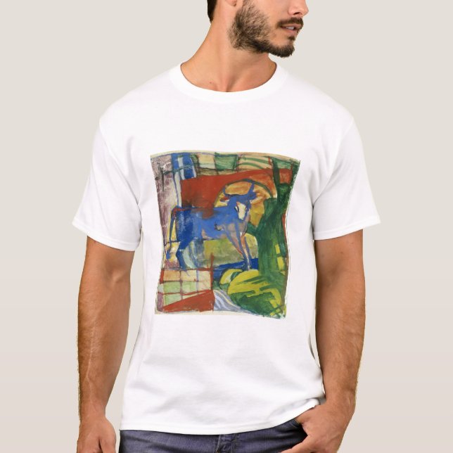 T-shirts Vaca azul, 1914 (tempera no papel) (Frente)