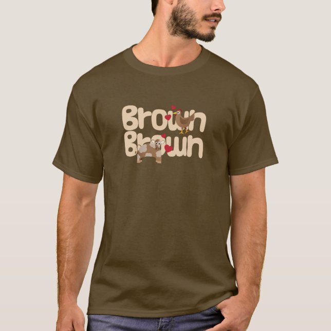 T-shirts Vaca de Brown da galinha de Brown (Frente)