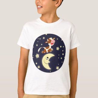 T-shirts Vaca De Cartoon Pulando Sobre A Camisa-T Das Crian