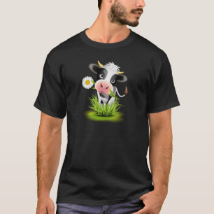 T-shirts Vaca de Holstein na grama