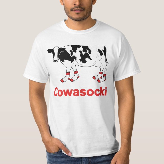 T-shirts Vaca de leite nas meias - vaca de Cowasocki um (Frente)