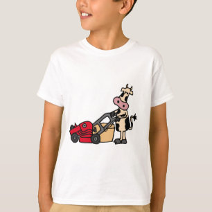 T-shirts Vaca engraçada que empurra desenhos animados