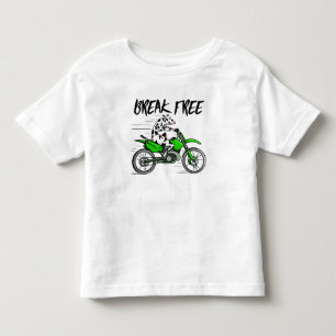 T-shirts Vaca montando uma motocicleta verde