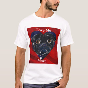 T-shirts Valentine Pug Preto