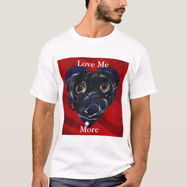 T-shirts Valentine Pug Preto (Frente)