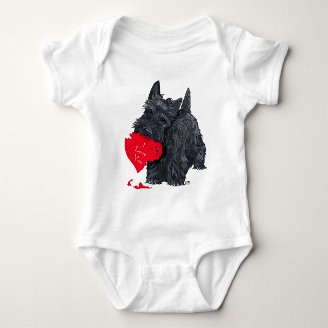 T-shirts Valentine Terrier Escocês (Frente)
