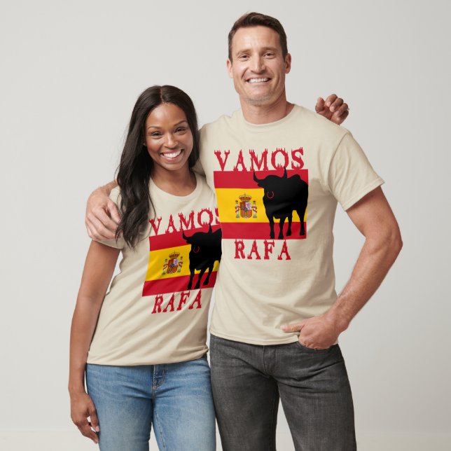 T-shirts Vamos Rafa com Bandeira de Espanha (Unissex)