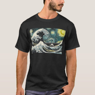 T-shirts Van Gogh a noite estrelado - Hokusai a grande onda
