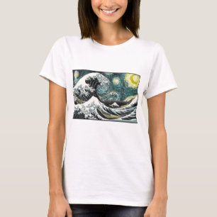 T-shirts Van Gogh a noite estrelado - Hokusai a grande onda