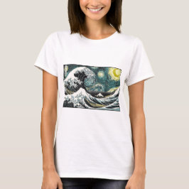 T-shirts Van Gogh a noite estrelado - Hokusai a grande onda