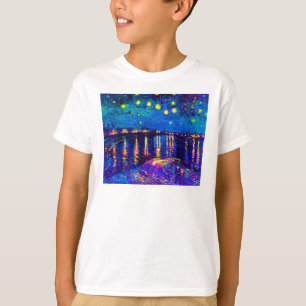 T-shirts Van Gogh - Noite Estrelada Sobre O Rhone Pop Art