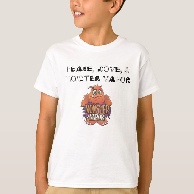 T-shirts vapor do monstro, PAZ, AMOR, & VAPOR do MONSTRO (Frente)