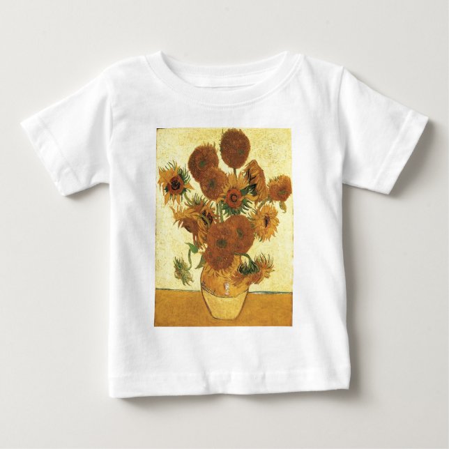 T-shirts Vaso com quinze girassóis,Vincent van Gogh (Frente)