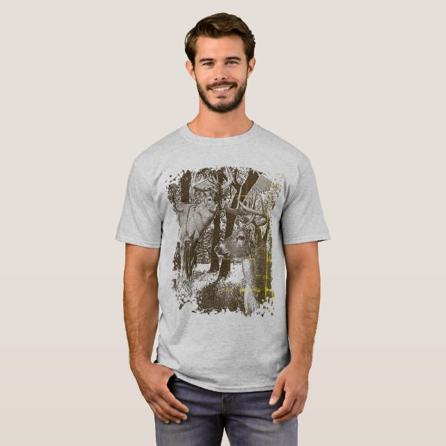 T-shirts Veado de Cauda Branca, Bodes Alerta, (Frente Completa)