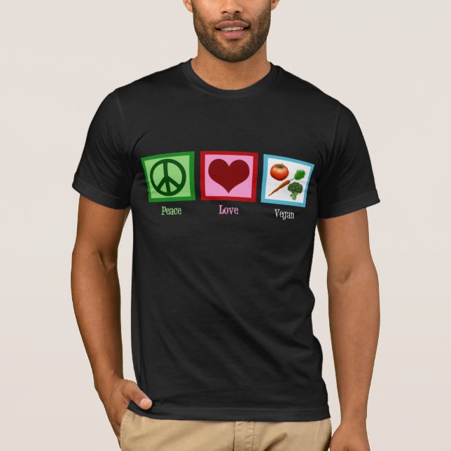 T-shirts Vegan do amor da paz (Frente)