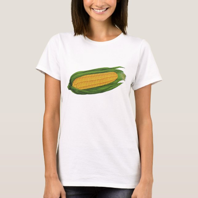 T-shirts Vegetais de Comidas de safra; Milho Amarelo no for (Frente)