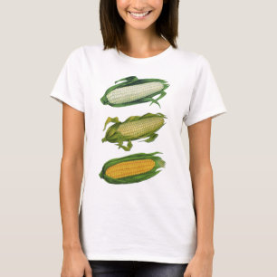 T-shirts Vegetais saudáveis de Comida de safra, milho fres