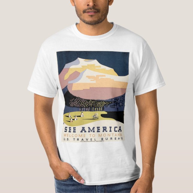T-shirts Veja a América ~ Bem-vindos a Montana (Frente)