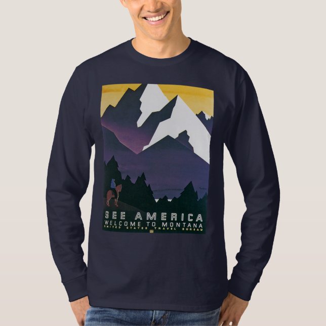 T-shirts Veja a boa vinda do ~ de América a Montana (Frente)