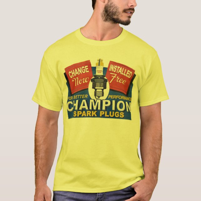 T-shirts velas de ignição do campeão (Frente)