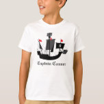 T-shirts Velejador Pirata Boys Birthday T Shirt<br><div class="desc">Uma camisa especial para o aniversariante ou qualquer criança que ame piratas e navios piratas. Silhueta de um navio grande com idade e nome personalizáveis. Clique em personalizá-lo para alterar a cor do texto,  o estilo etc.</div>