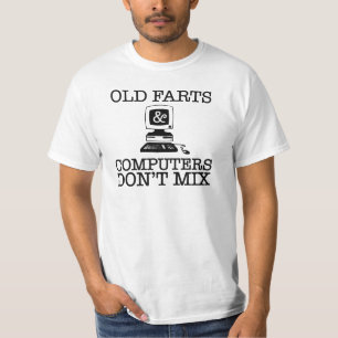 T-shirts "Velho divertido Farts e os computadores não