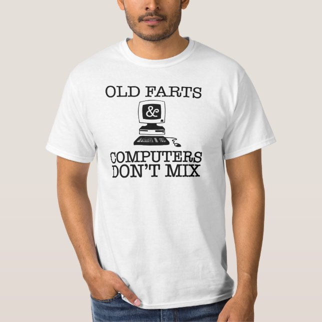 T-shirts "Velho divertido Farts e os computadores não (Frente)