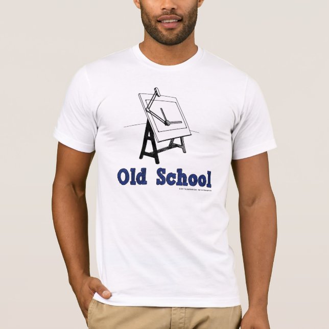 T-shirts Velho-Escola-Esboçar-Conselho-azul (Frente)