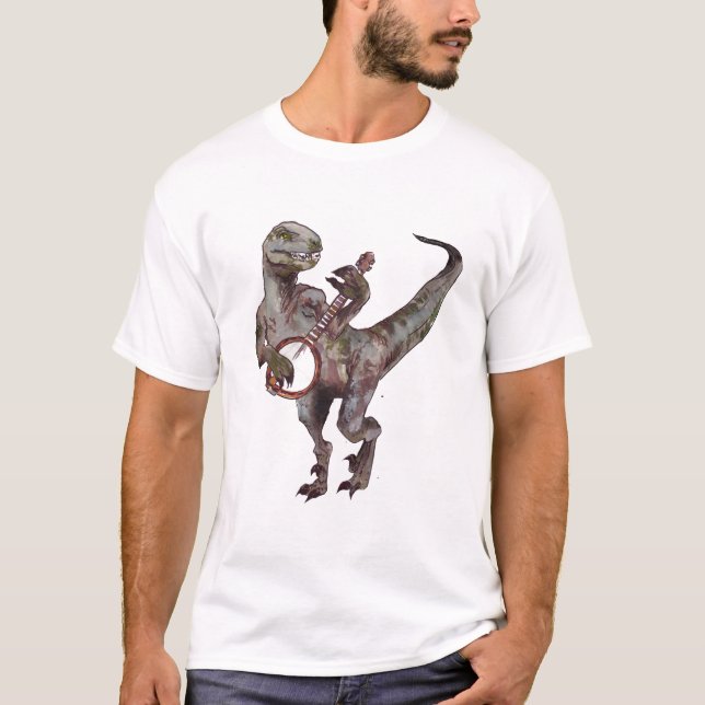 T-shirts Velociraptor de Brincadeira de Banjo (Frente)