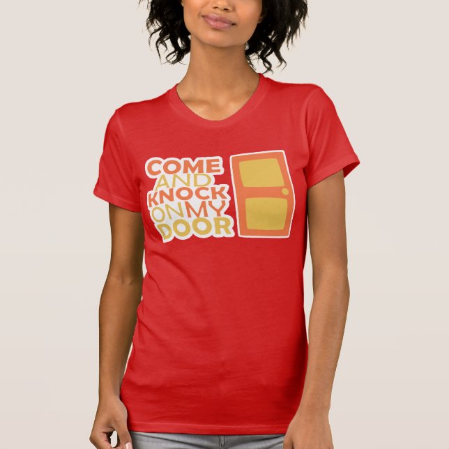 T-shirts VENHA e BATA em minha PORTA (Frente)