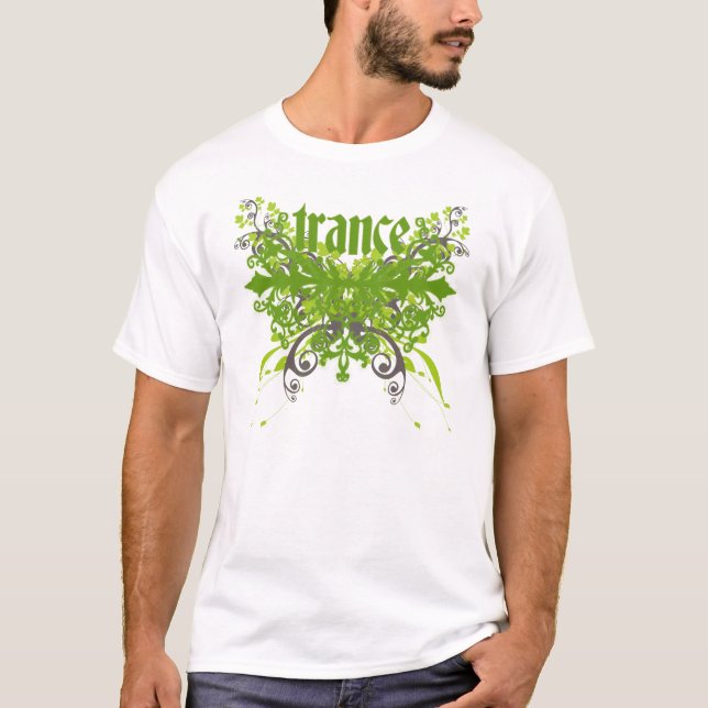 T-shirts Verde da folha do Trance (Frente)