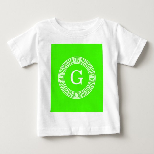 T-shirts Verde limão Wt - Quadro de Linha Chave Grega Monog (Frente)