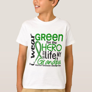 T-shirts Verde para a doença renal do vovô do herói 2