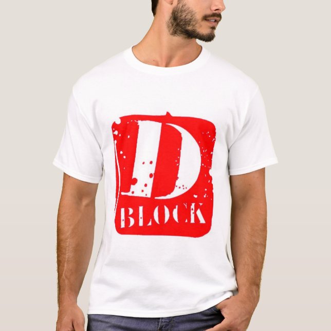 T-shirts Vermelho/branco do D-Bloco (Frente)